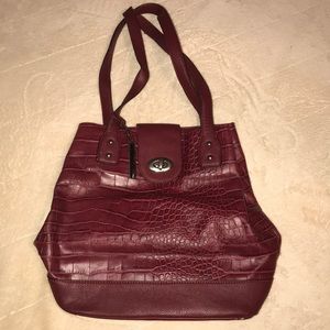 Red leather tote